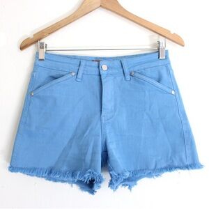 Judy Blue Mid Rise Frayed Hem Shorts Sky Blue